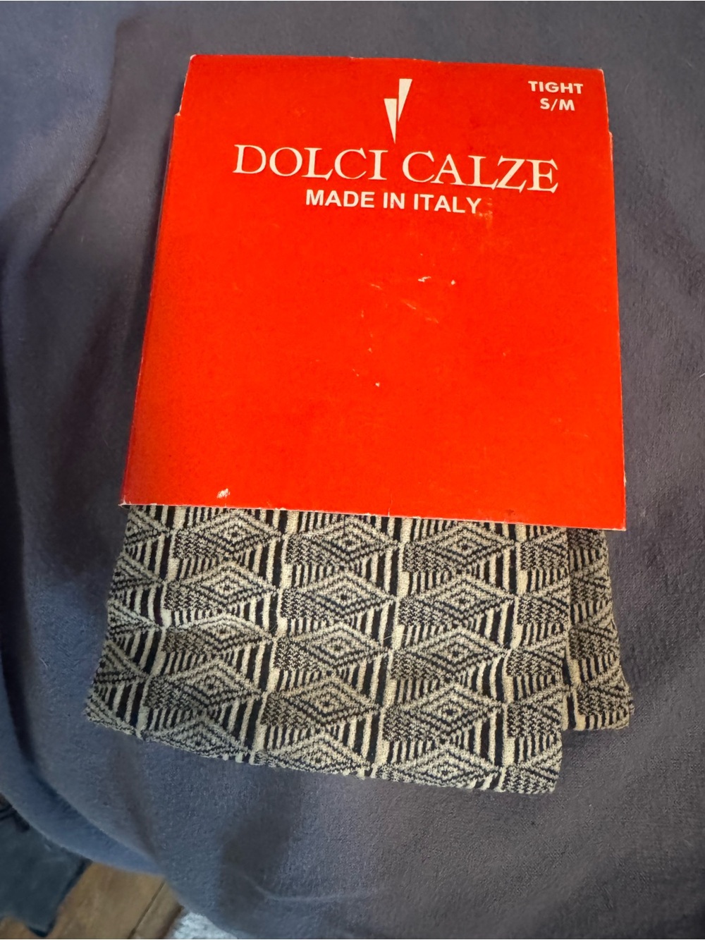 Italian Geometric Tights - Black and Cream